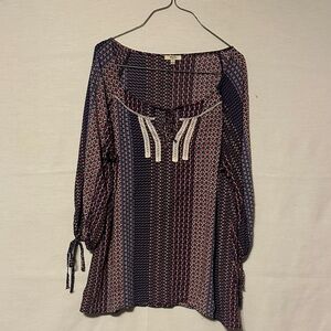 Kori Multicolor Patterned Blouse with Tie Details